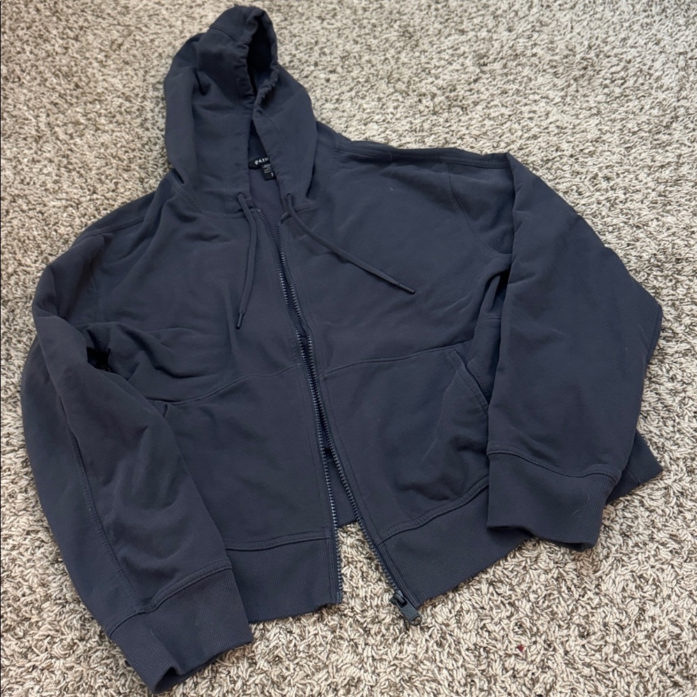 Athleta women’s Charcoal Gray/Dark Navy full zip up hoodie size small